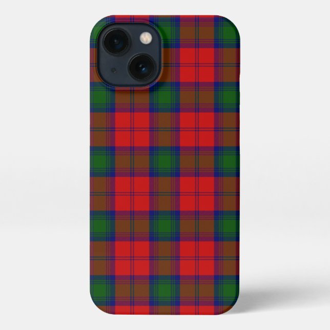 Coque iPhone Lindsay tartan rouge vert plaid (Verso)