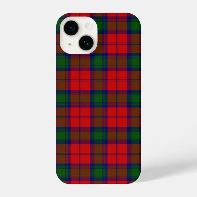 Coque iPhone Lindsay tartan rouge vert plaid (Verso)