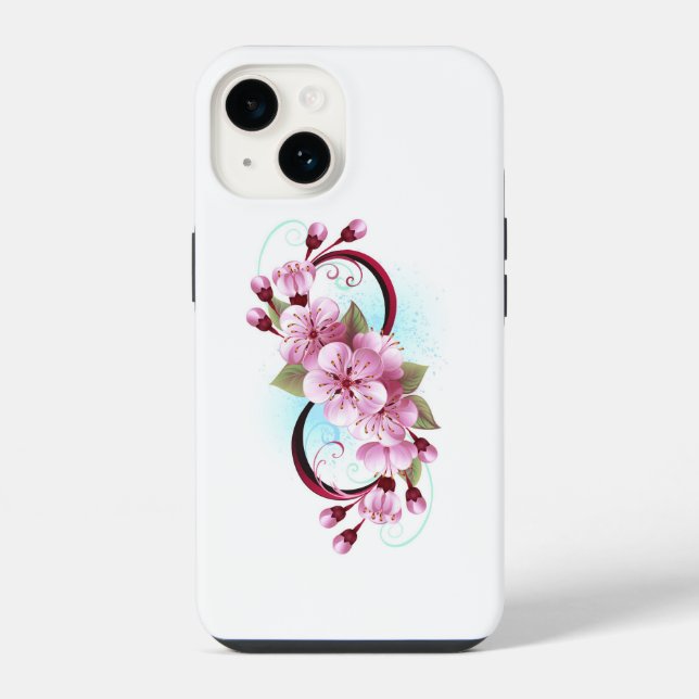 Coque iPhone L'infini avec fleurs de cerisier (Verso)