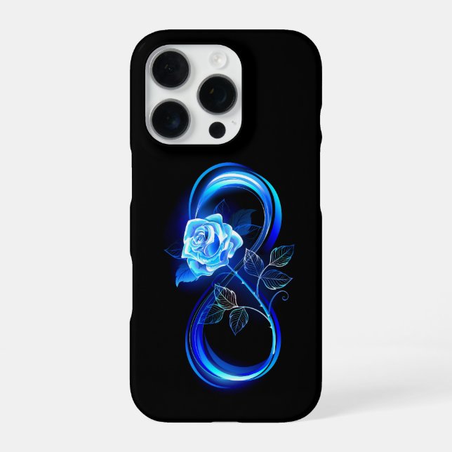 Coque iPhone L'infini lumineux avec une rose bleue (Verso)