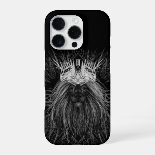 Coque iPhone Lion avec monogramme de couronne (Verso)