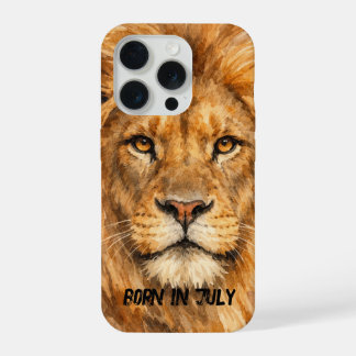 Coque iPhone 15 Pro Lion Féroce – Animal Sauvage du Mois de Naissance