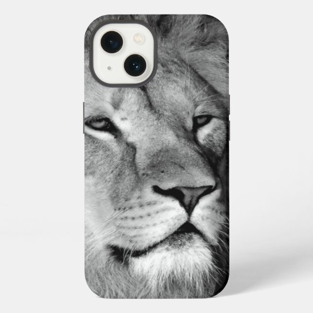 Coque iPhone Lion Noir & Blanc (Verso)