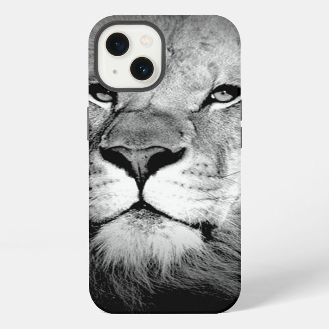 Coque iPhone Lion Noir & Blanc (Verso)