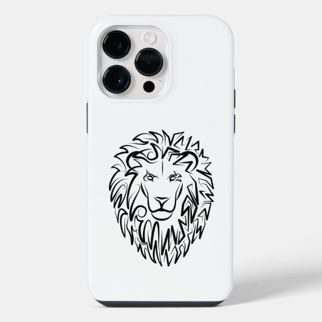 Coque iPhone Lion tribal noir et blanc (Verso)
