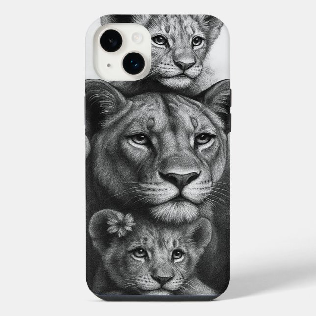 Coque iPhone Lionne & Lionceaux (Verso)