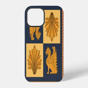 Coque iPhone 12 Lions dorés : conception de foulard Art Nouveau