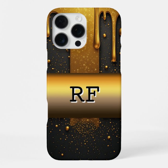 Coque iPhone ✨ Liquide Doré Glam Gouttes de Paillettes Brillant (Verso)