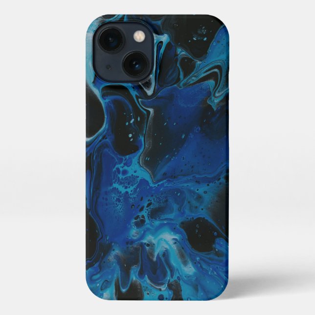 Coque iPhone Liquide psychédélique bleu foncé (Verso)