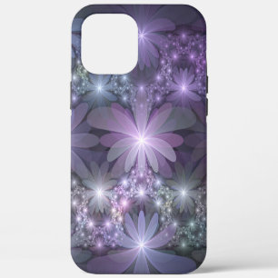 Coque iPhone 12 Pro Max Lit de fleurs tendance brillant art fractal abstra