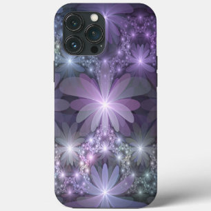 Etui iPhone 13 Pro Max Lit de fleurs tendance brillant art fractal abstra