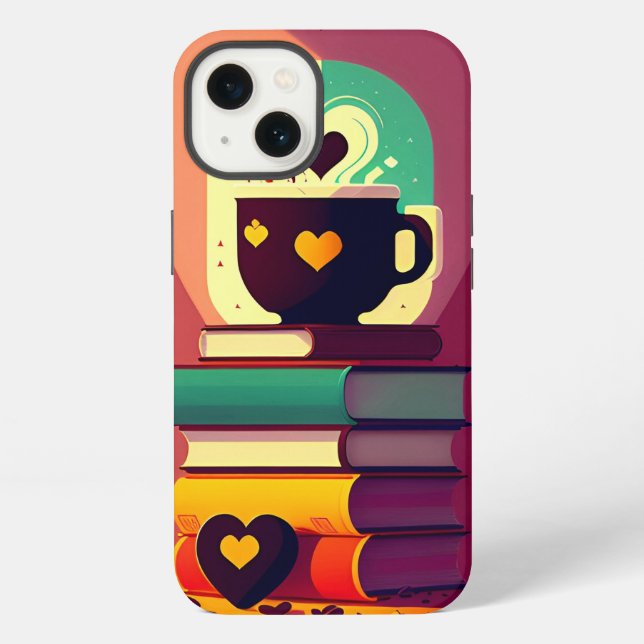 Coque iPhone Livres Et Café (Verso)