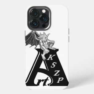 Etui iPhone 13 Pro Logo ArtKSZP avec design noir et blanc Golem