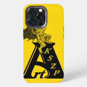 Etui iPhone 13 Pro Logo ArtKSZP avec Golem, design jaune et noir