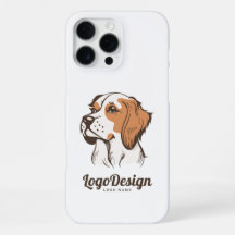 Logo de chien illustré marron et blanc
