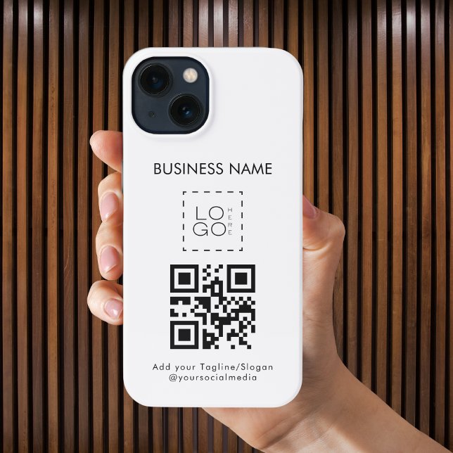 Coque iPhone Logo d'entreprise Carré personnalisé et code QR pr (Créateur téléchargé)