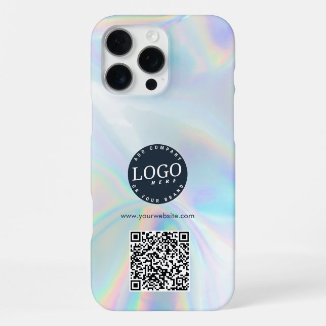 Coque iPhone Logo d'entreprise et site Web QR Code Holographiqu (Verso)