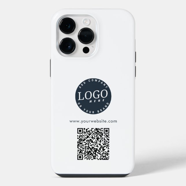 Coque iPhone Logo d'entreprise simple et code QR personnalisé (Verso)