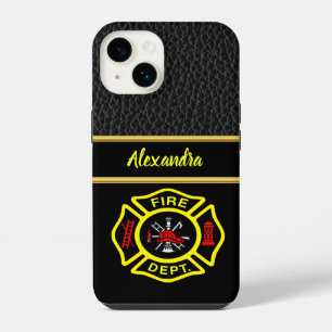 Coque Pour iPhone 14 logo des sapeurs-pompiers Badge noir et jaune
