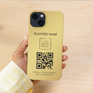 Etui iPhone 13 Logo professionnel Carré personnalisé Code QR Gold