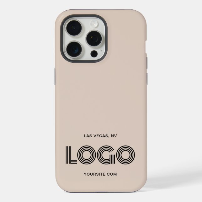 Coque iPhone Logo rectangulaire moderne beige et noir (Verso)