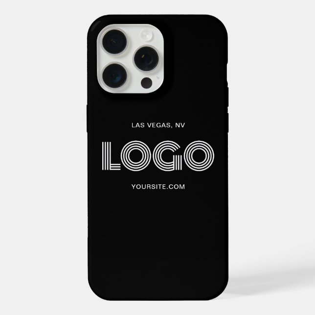 Coque iPhone Logo rectangulaire moderne noir et blanc (Verso)