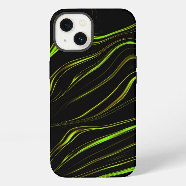 Coque iPhone Longues touches ondulées vertes sur arrière - plan (Verso)