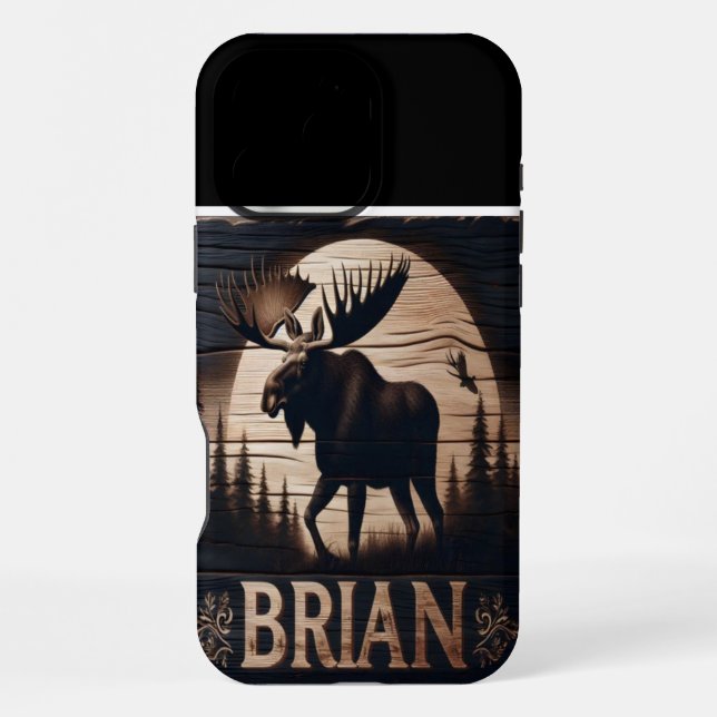 Coque iPhone L'orignal au clair de lune (Verso)