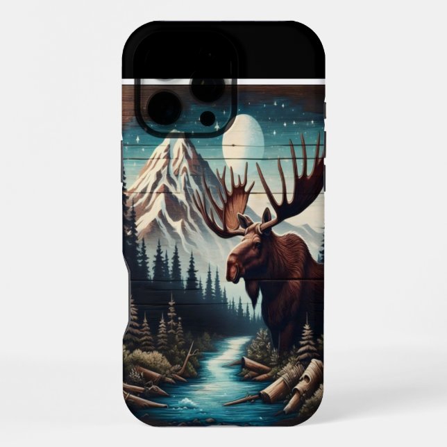 Coque iPhone L'orignal au clair de lune (Verso)