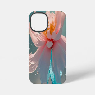 Coque iPhone 12 Mini Lotus rose rêveur et papillon dans l'eau aqua