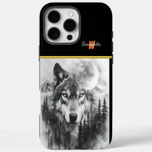 Coque iPhone 16 Pro Max Loup apparaît de la forêt brumeuse la nuit