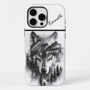 Coque iPhone 16 Pro Max Loup au milieu des montagnes et de la forêt
