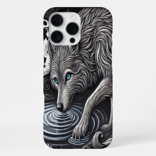 Coque iPhone 16 Pro Max Loup blanc au clair de lune