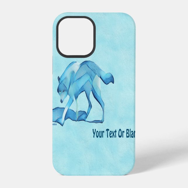 Coque iPhone Loup Bleu Sur Neige (Verso)