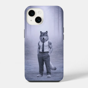 Coque Pour iPhone 14 Loup en tenue formelle minimale – Port de la forêt