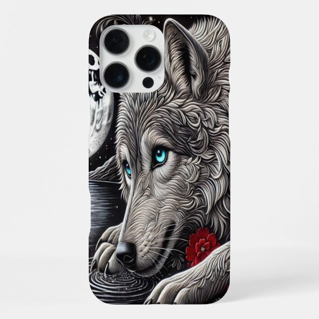 Coque iPhone Loup enchanté et reflet (Verso)