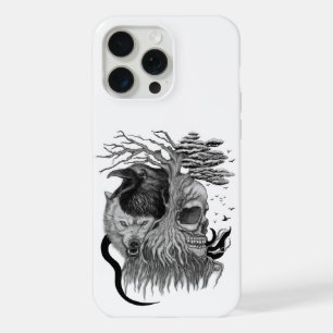 Coque iPhone 15 Pro Max Loup et corbeau avec crâne