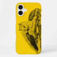 Loup et corbeau noir et jaune