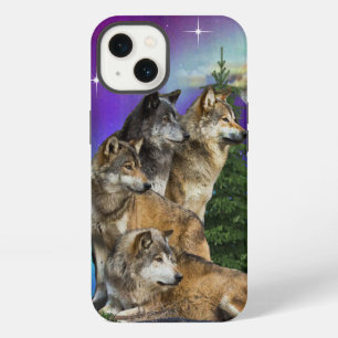 Etui iPhone 13 loup et lune