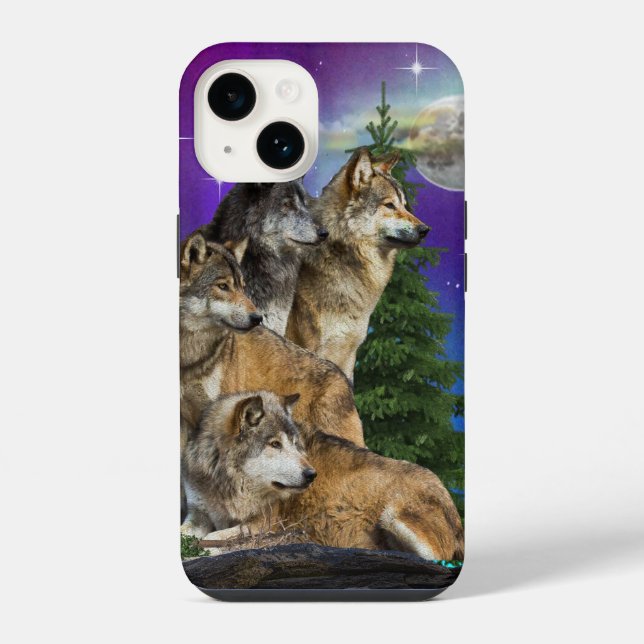 Coque iPhone Loup et Lune (Verso)