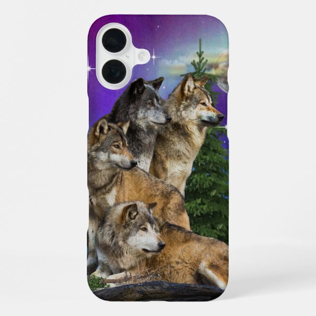 Coque iPhone Loup et lune (Verso)