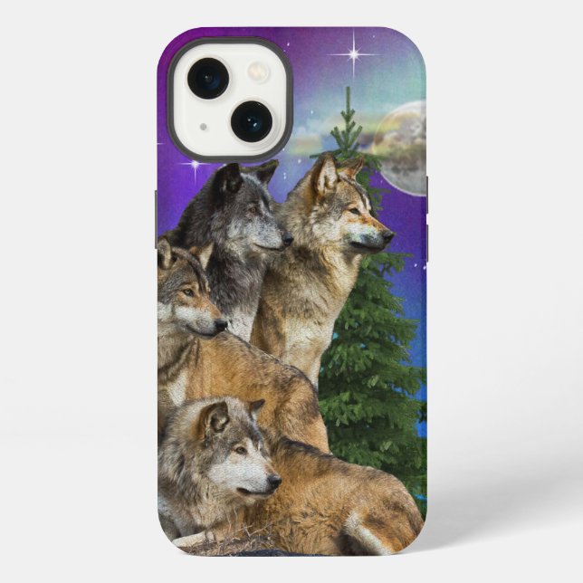 Coque iPhone Loup et Lune (Verso)