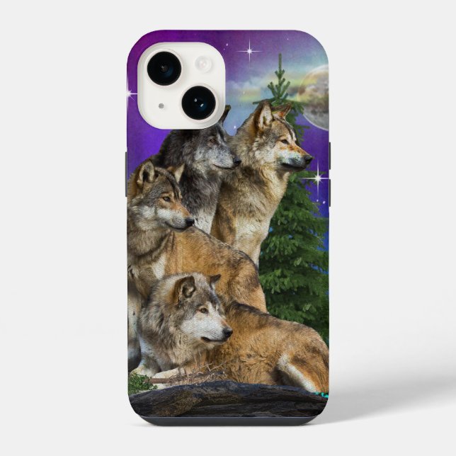 Coque iPhone Loup et Lune (Verso)