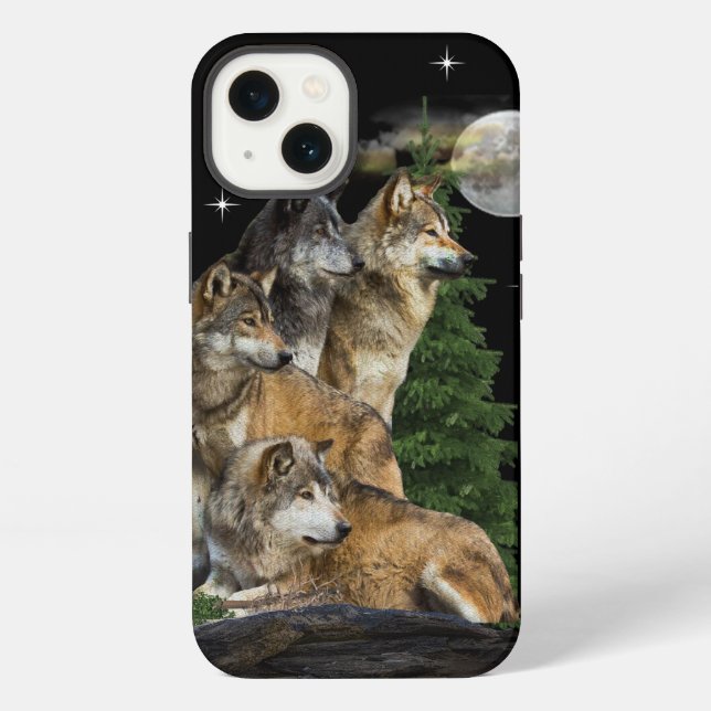 Coque iPhone Loup et Lune (Verso)