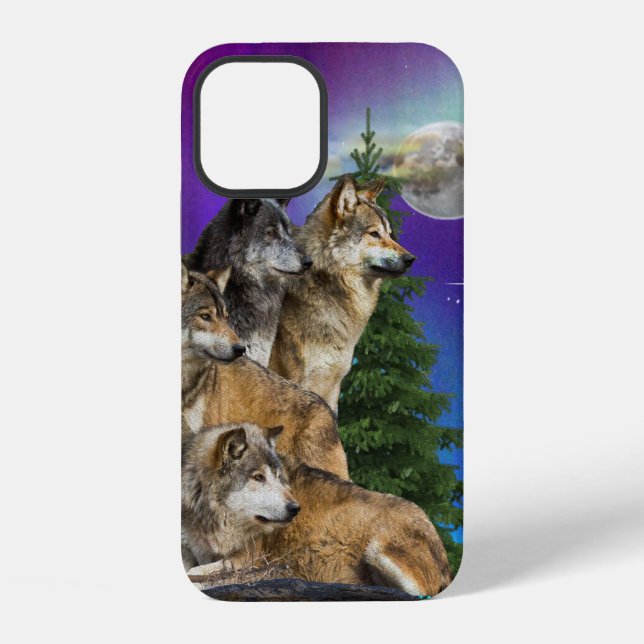 Coque iPhone Loup et lune (Verso)