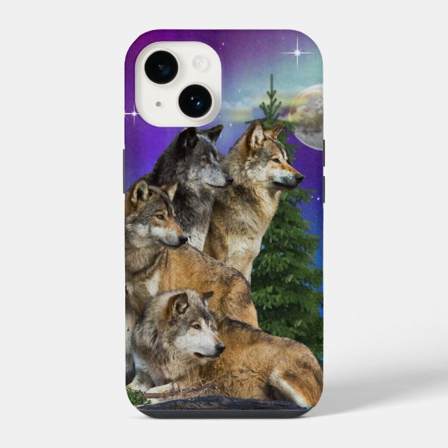Coque iPhone Loup et Lune (Verso)