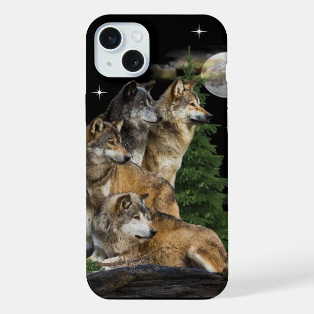 Coque iPhone Loup et Lune (Verso)