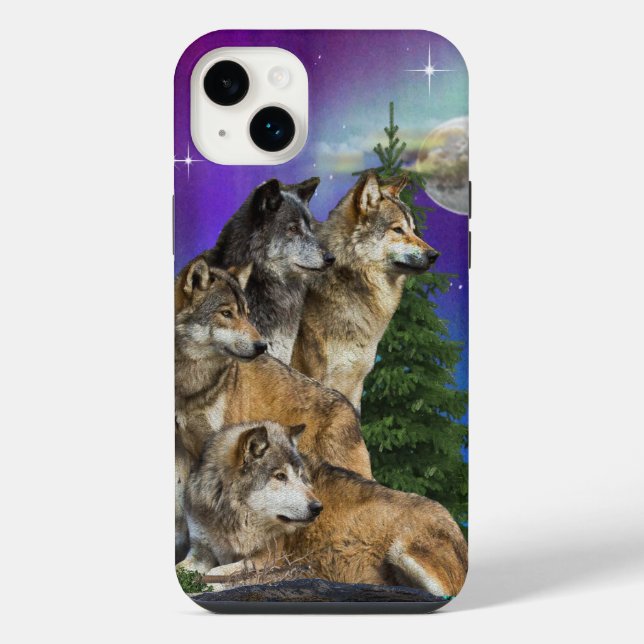 Coque iPhone Loup et Lune (Verso)