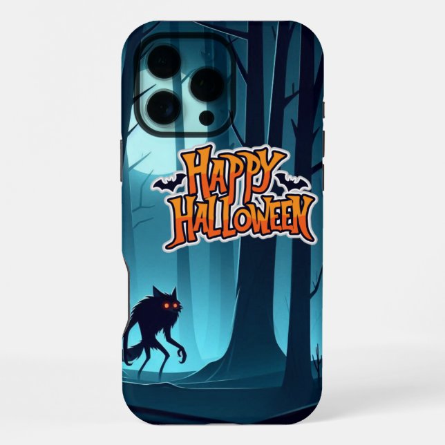 Coque iPhone Loup-garou d'Halloween et citrouilles (Verso)