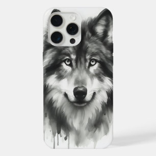 Coque iPhone 15 Pro Max Loup gris majestueux étonnant Aquarelle Faune